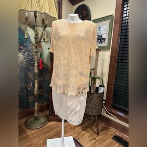 EUC VINTAGE Patra Tan Ruffled Blouse with short Sleeves